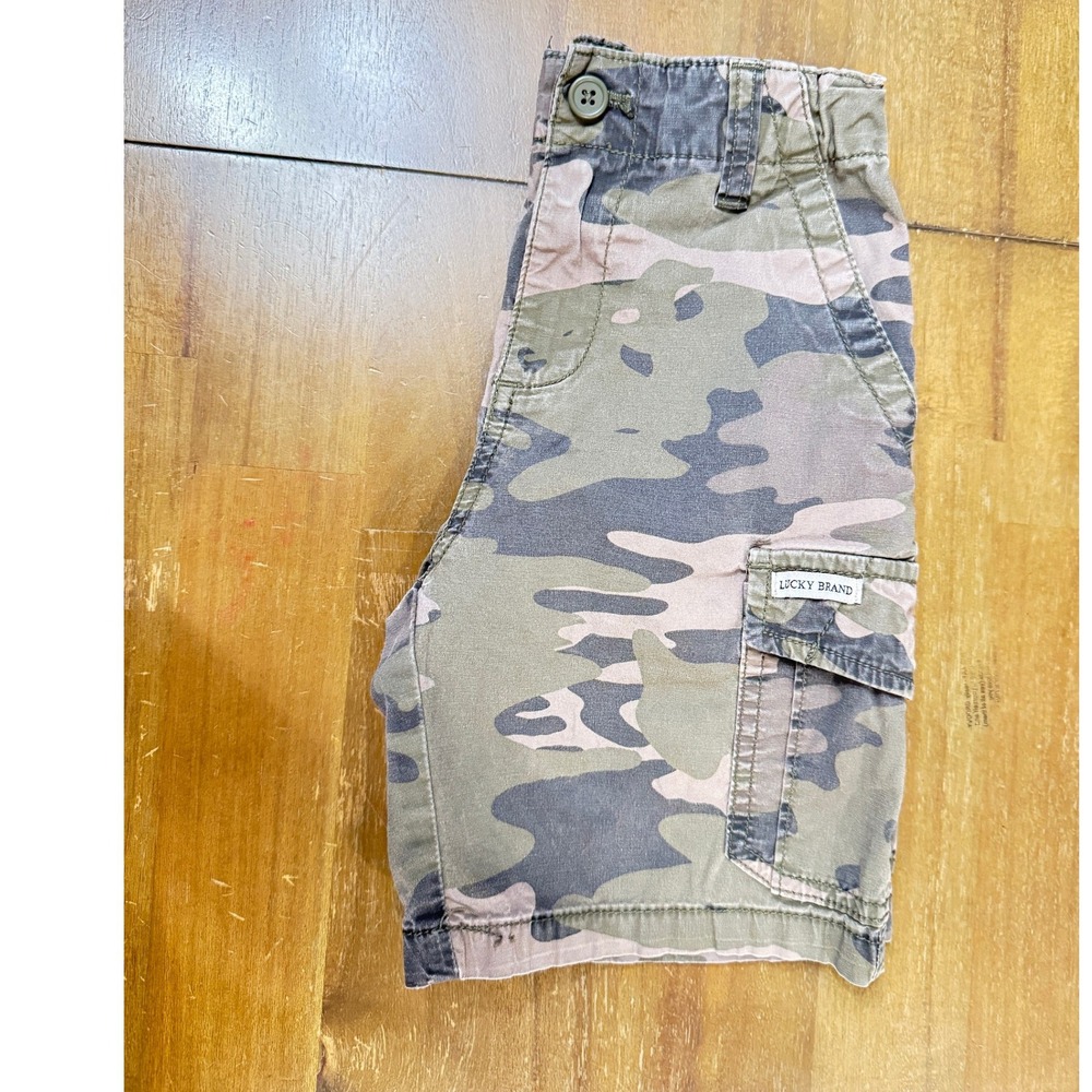 Lucky Brand Boys Camo Cargo Shorts Green Military Print Size 5 6 - Picture 5 of 5